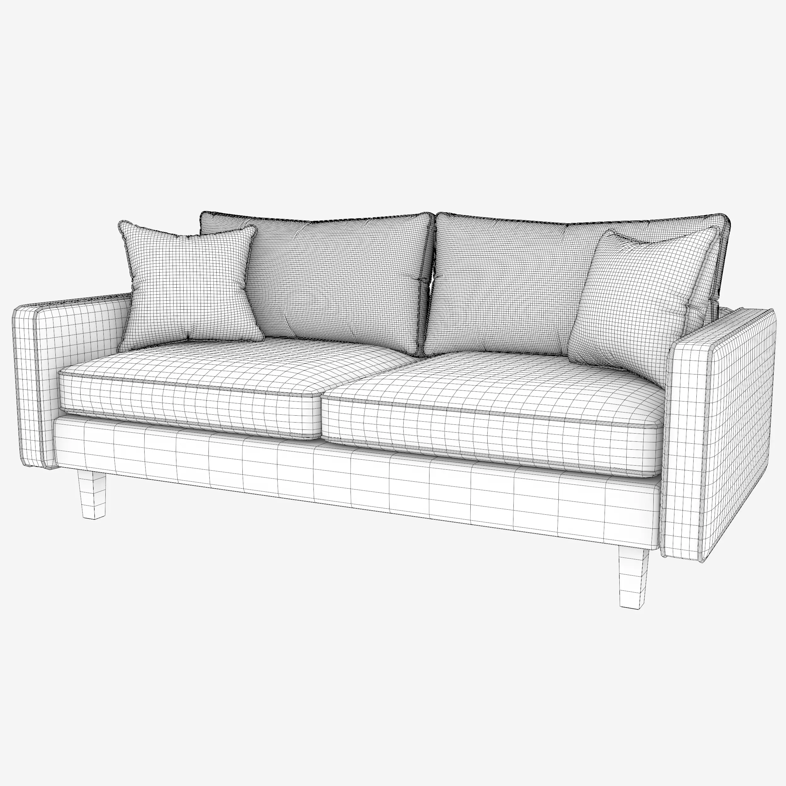 Modern 2-Seater Fabric Sofa 3D model_11