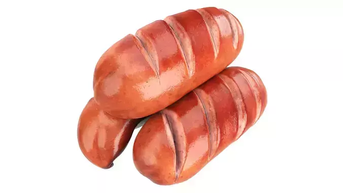 Pork smoked sausage grilled Low-poly 3D model