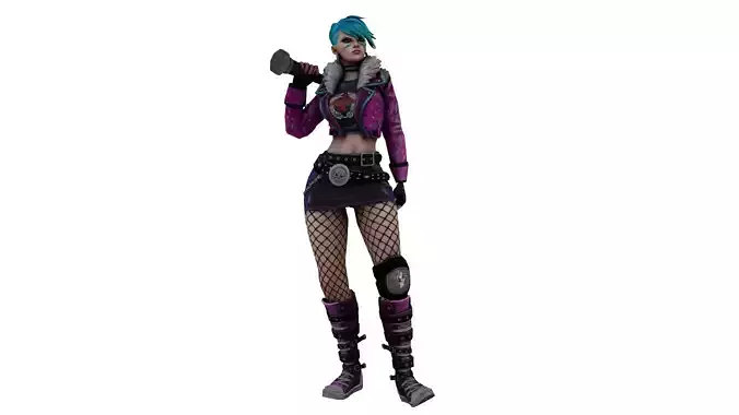 Cyberpunk Girl  3D Character Model Game Ready Rigged Low-poly 3D model