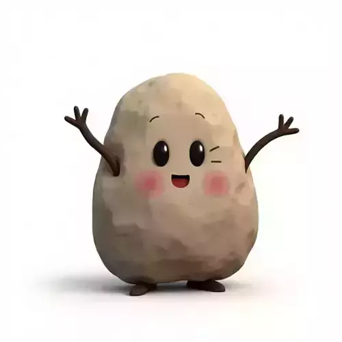 Happy Cartoon Potato Mascot 3D Model Low-poly 3D model