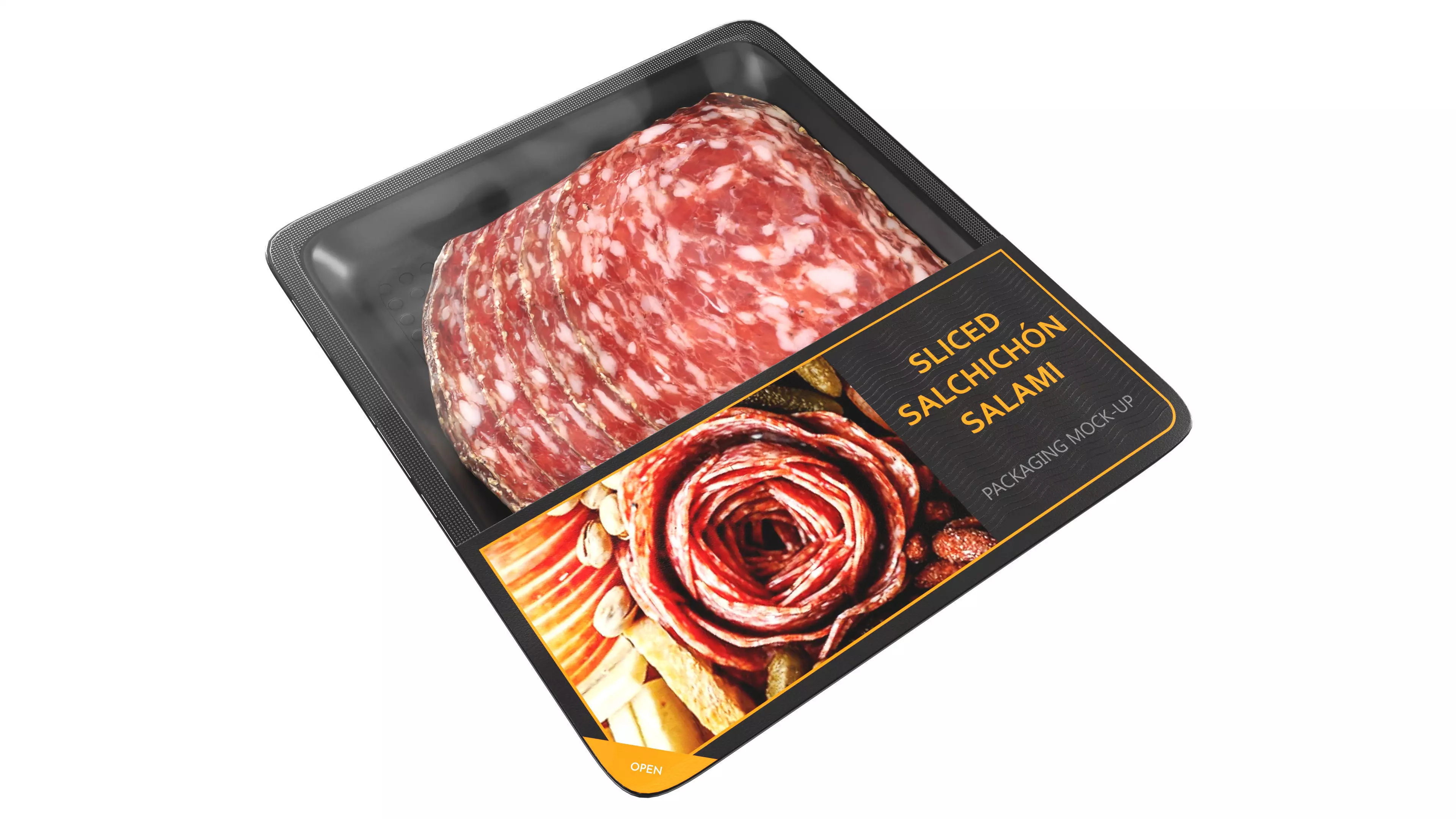 Salami Salchichon sliced in packaging Low-poly 3D model_0