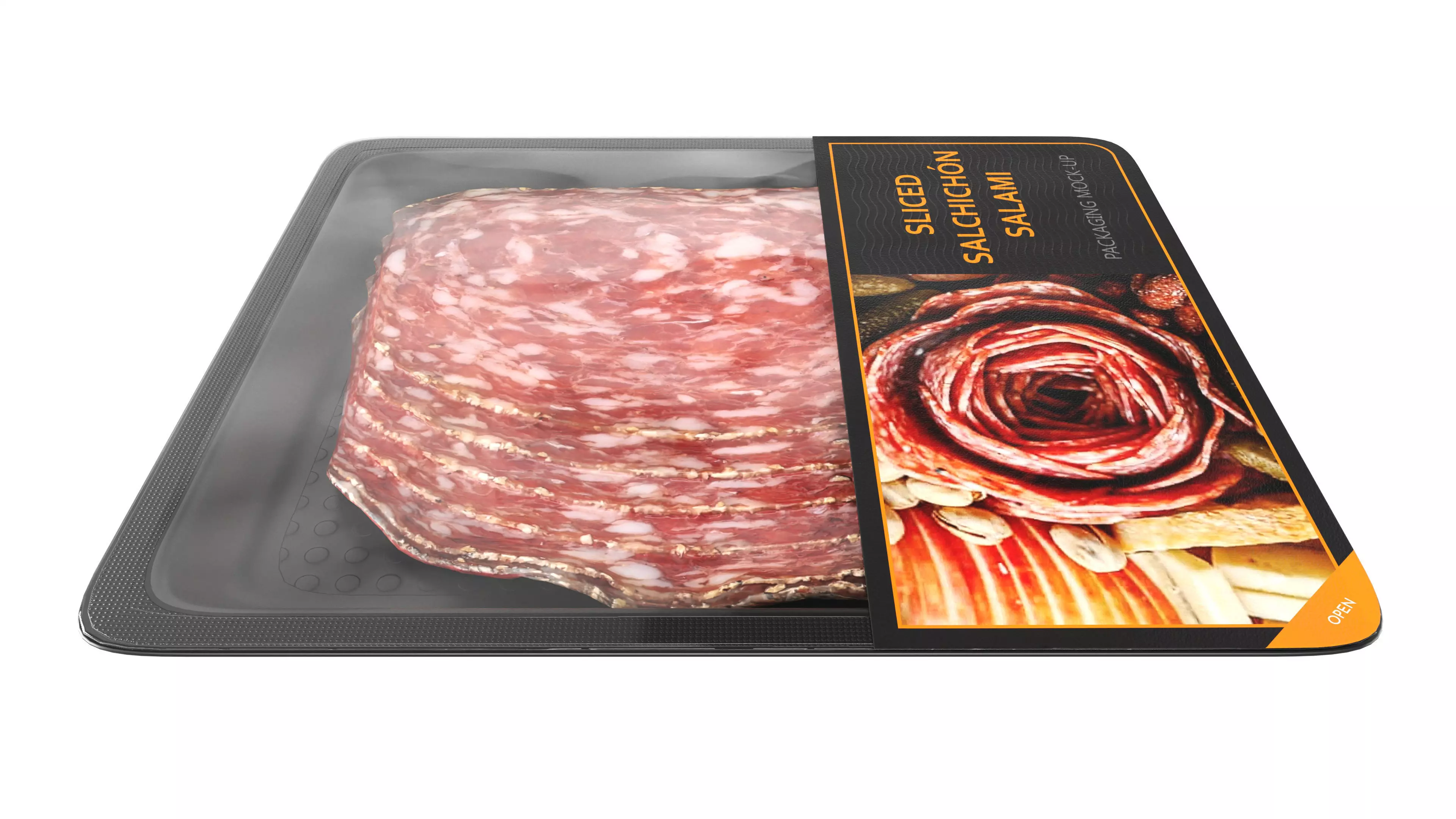 Salami Salchichon sliced in packaging Low-poly 3D model_1