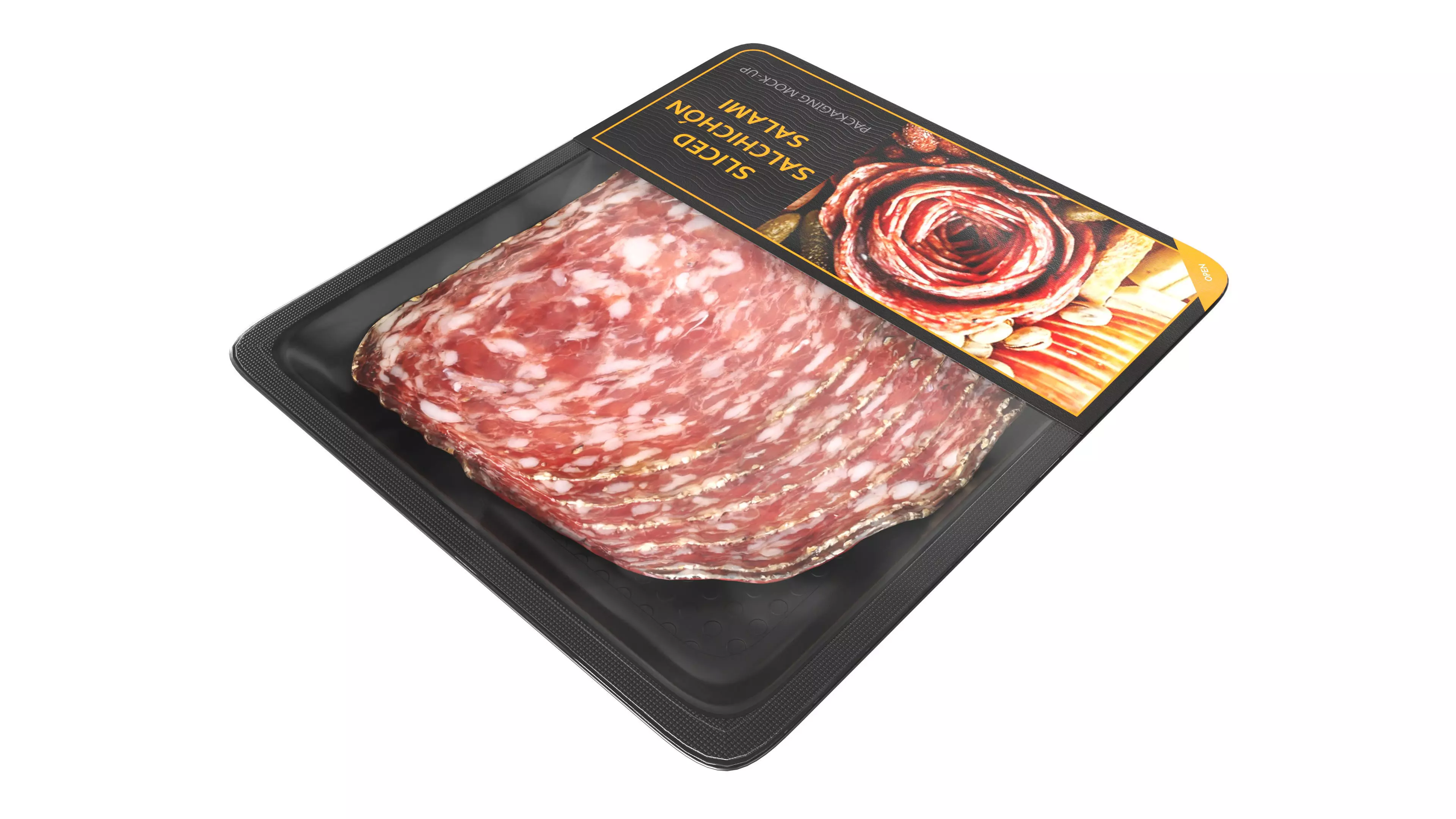 Salami Salchichon sliced in packaging Low-poly 3D model_2