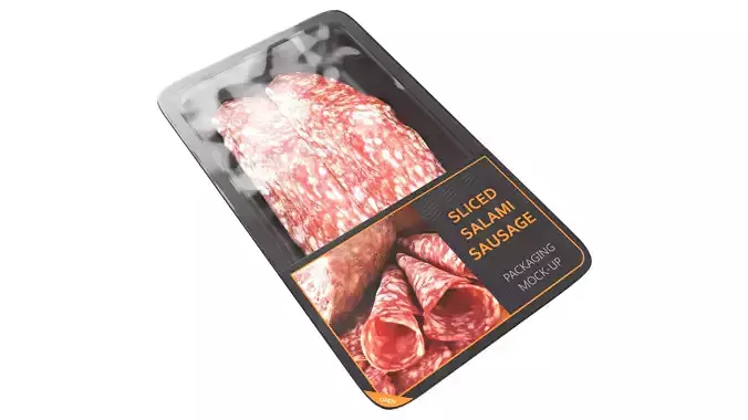 Salami sausage sliced in packaging Low-poly 3D model