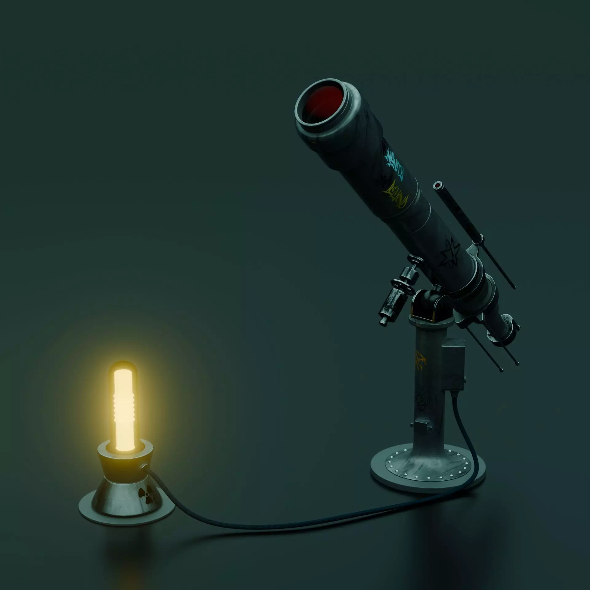 3D Telescope Model with Base and Lamp Realistic Style Low-poly 3D model_0