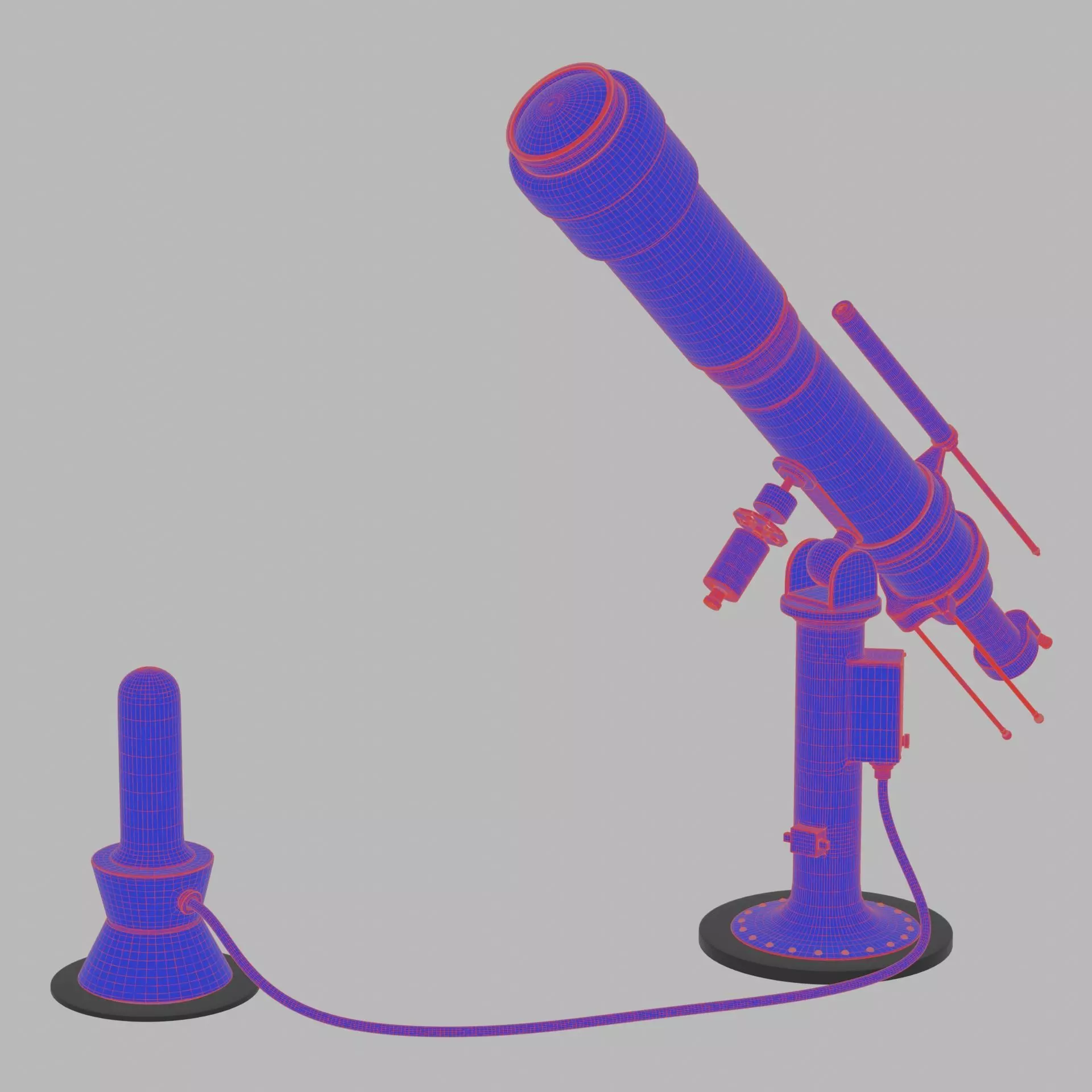 3D Telescope Model with Base and Lamp Realistic Style Low-poly 3D model_13