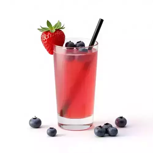 Mixed Berry Smoothie with Fresh Fruit 3D Model Low-poly 3D model