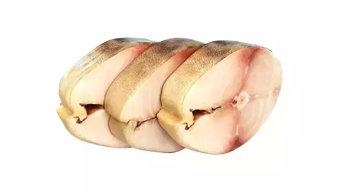 Smoked mackerel slices Low-poly 3D model
