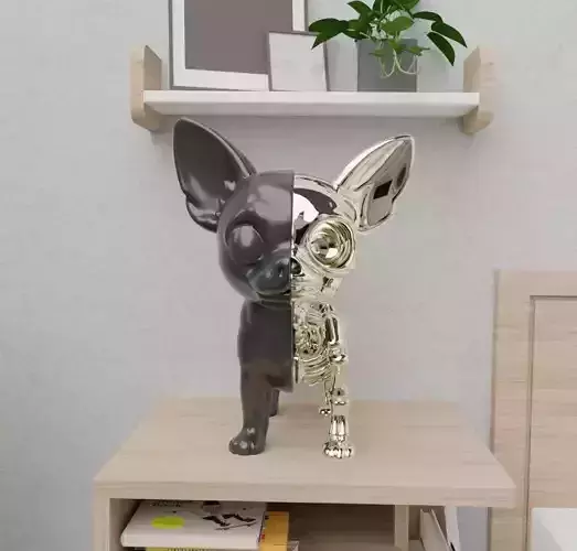 Chihuahua Xray  Half Bone Art Toy Decorative Sculpture