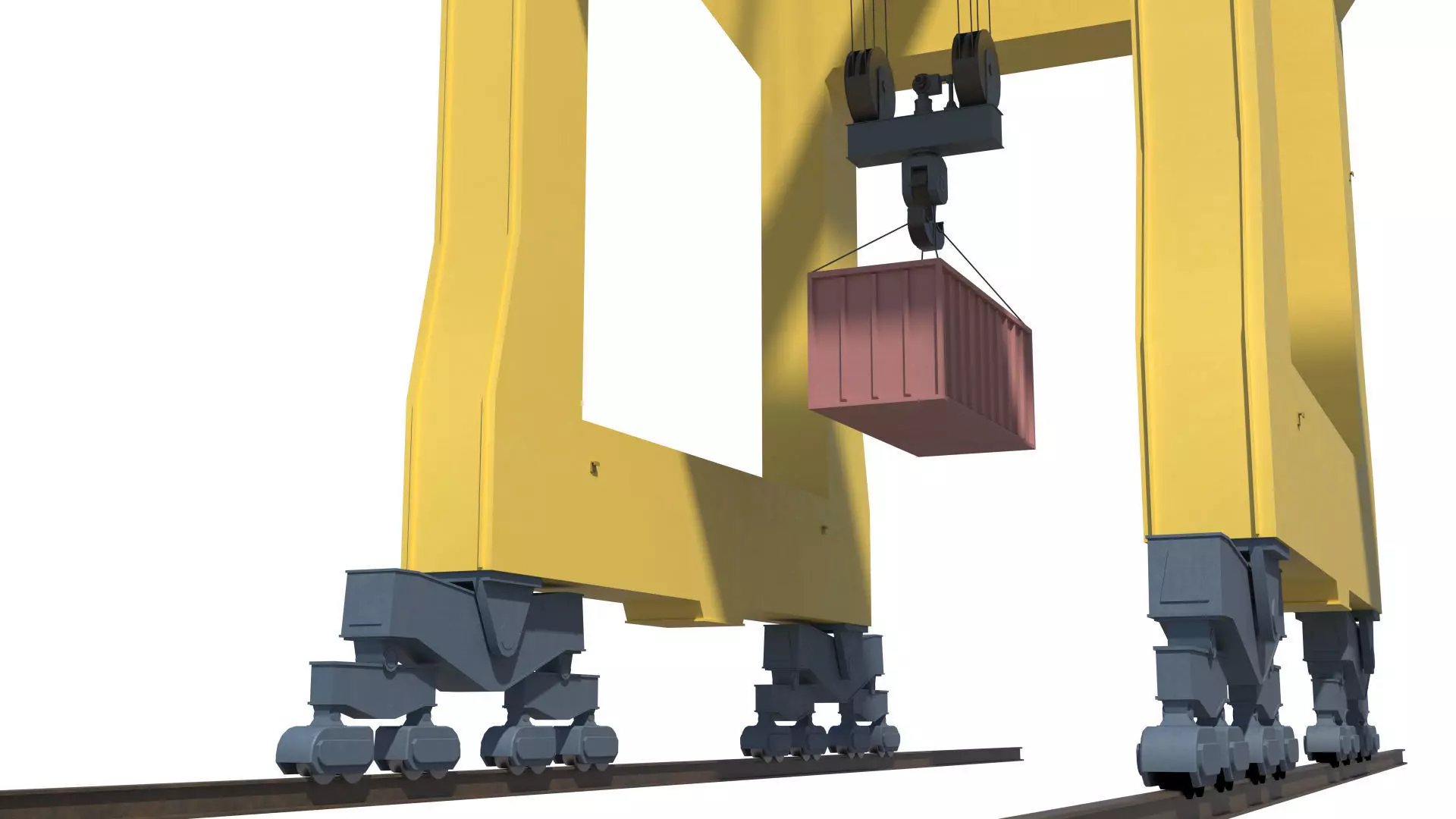 Set of 3 Container RTG Gantry seaport cranes 3D model_18