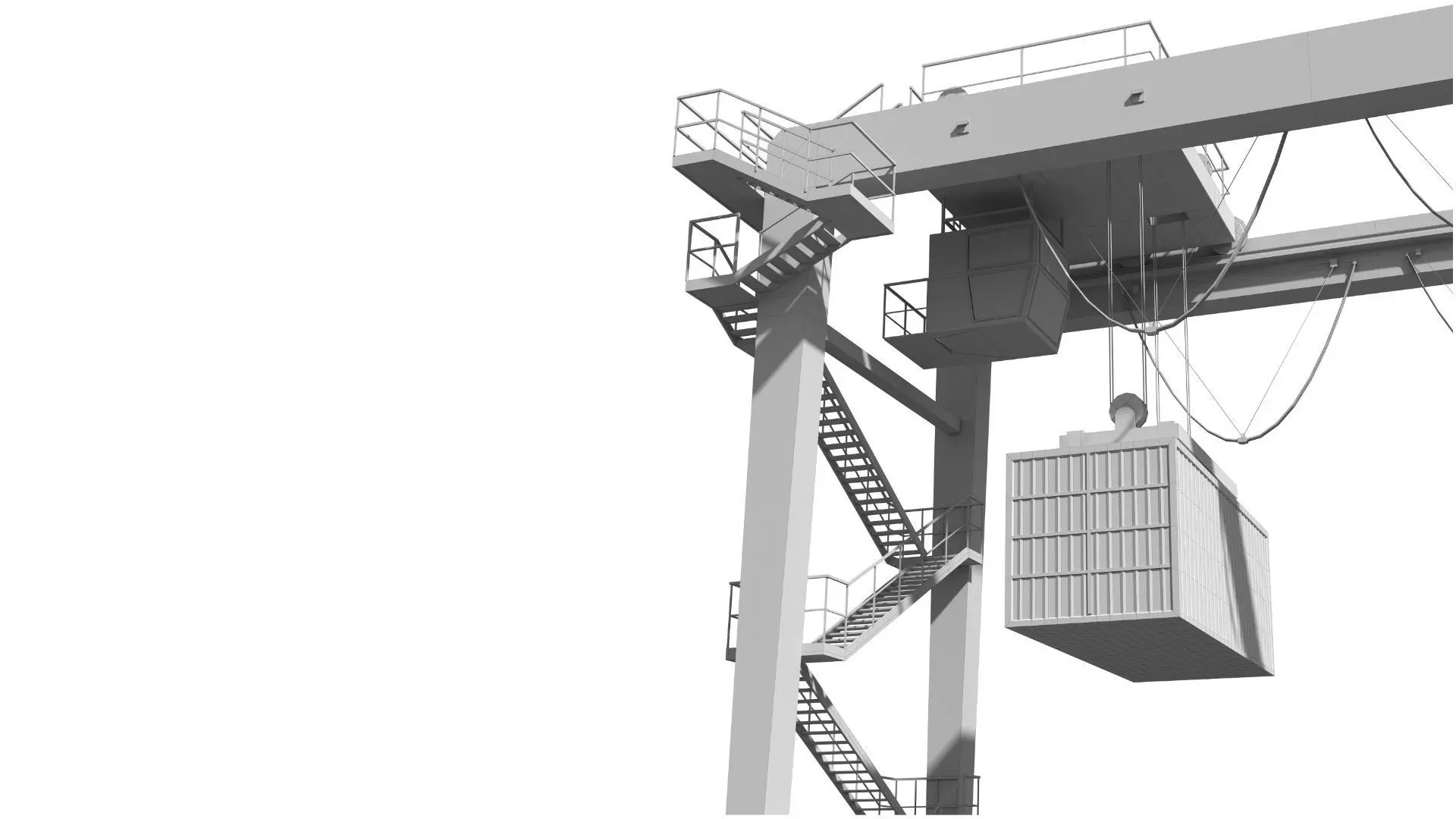 Set of 3 Container RTG Gantry seaport cranes 3D model_47