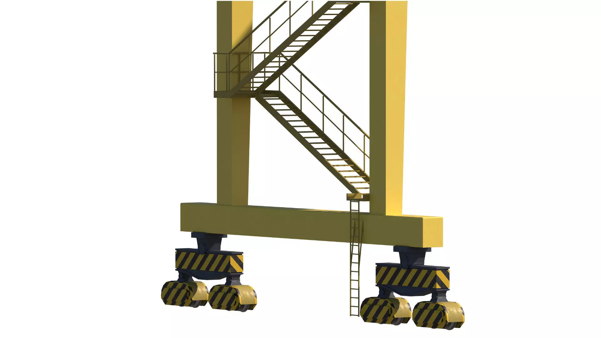 Set of 3 Container RTG Gantry seaport cranes 3D model_42