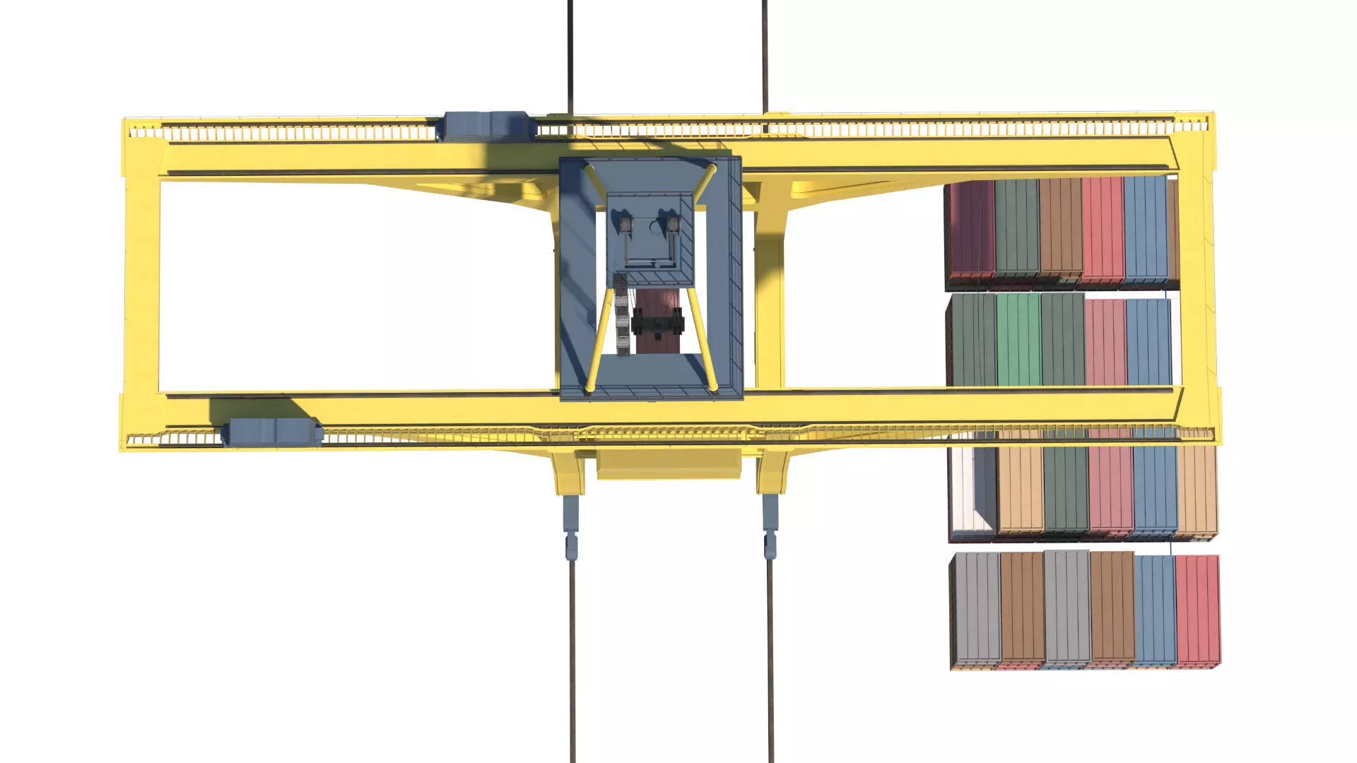 Set of 3 Container RTG Gantry seaport cranes 3D model_17