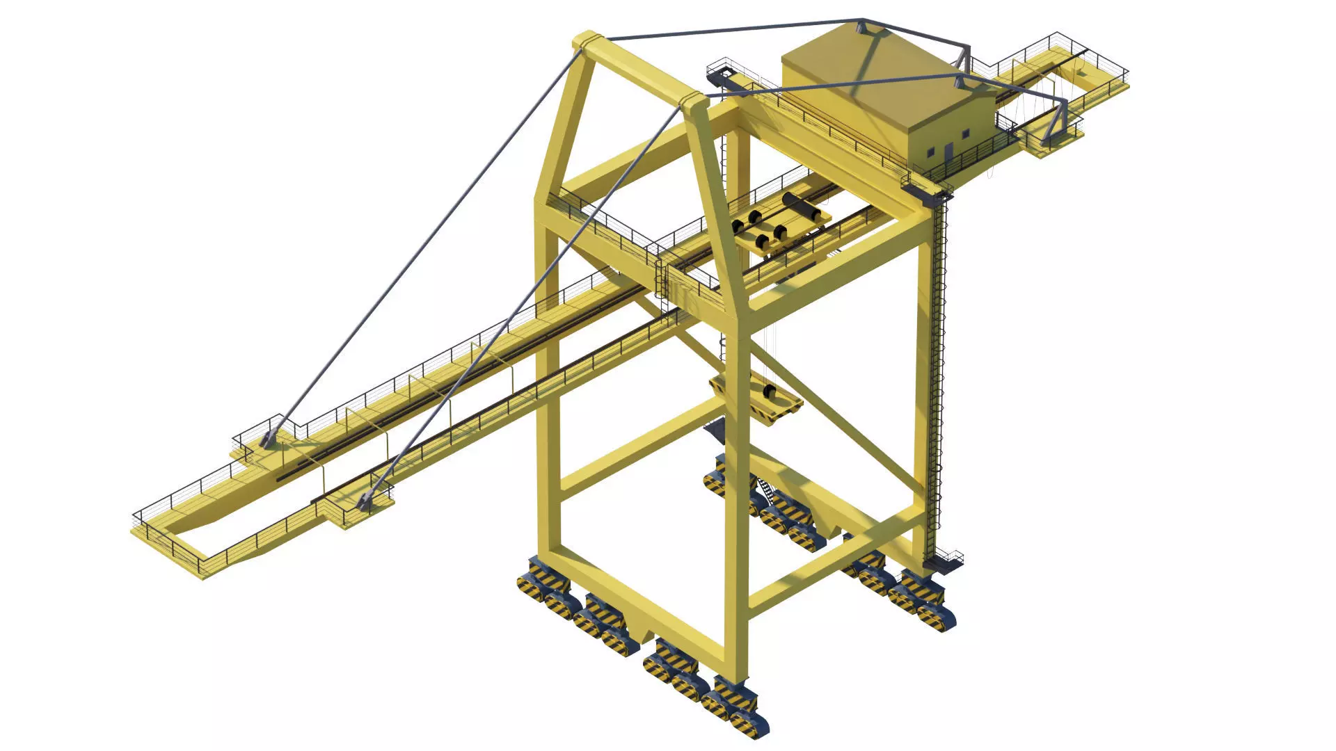 Set of 3 Container RTG Gantry seaport cranes 3D model_31