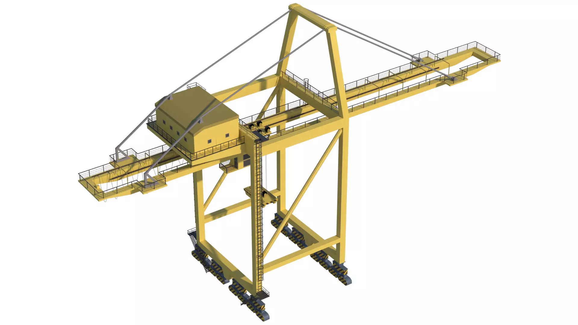 Set of 3 Container RTG Gantry seaport cranes 3D model_30