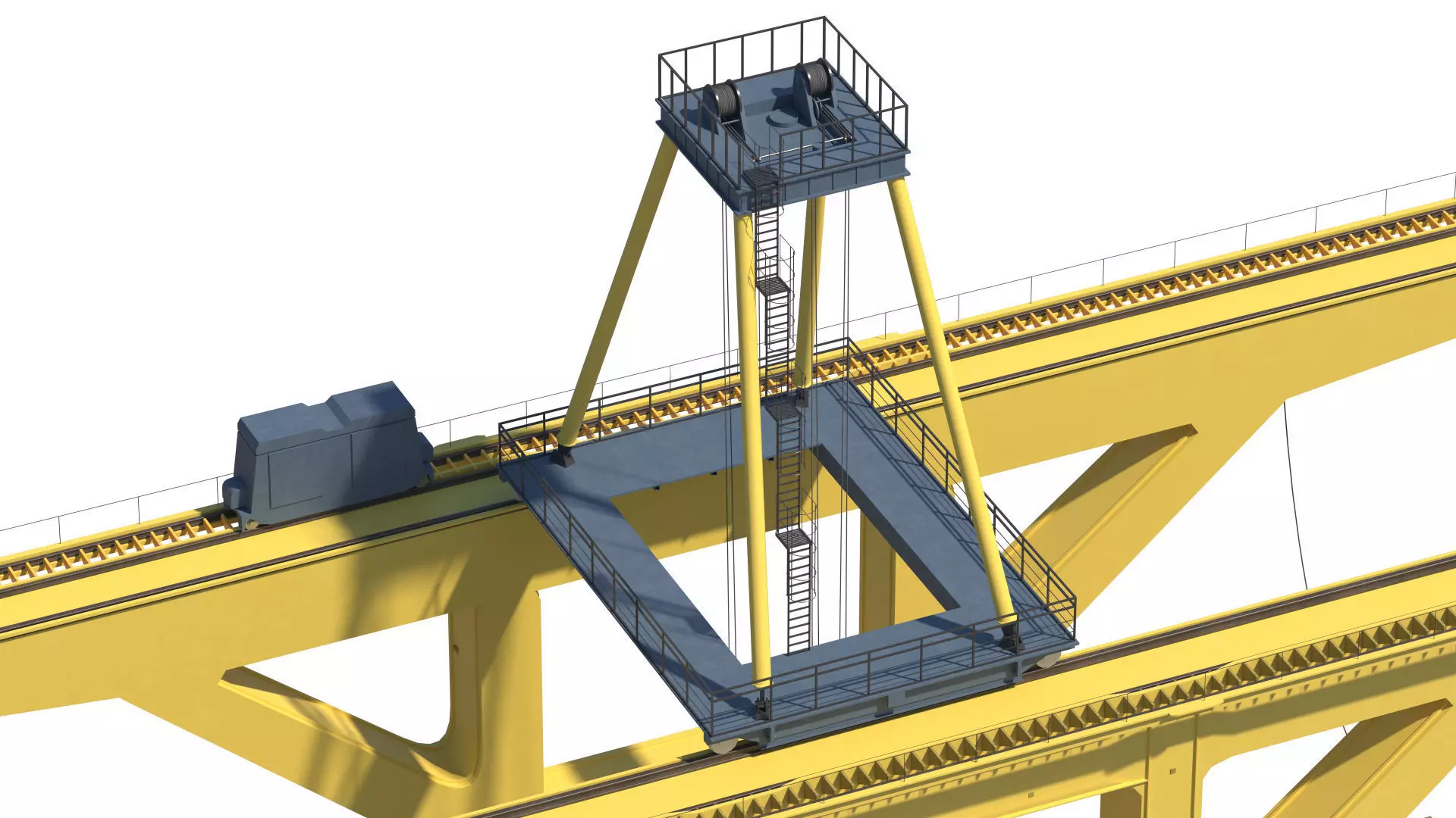 Set of 3 Container RTG Gantry seaport cranes 3D model_5