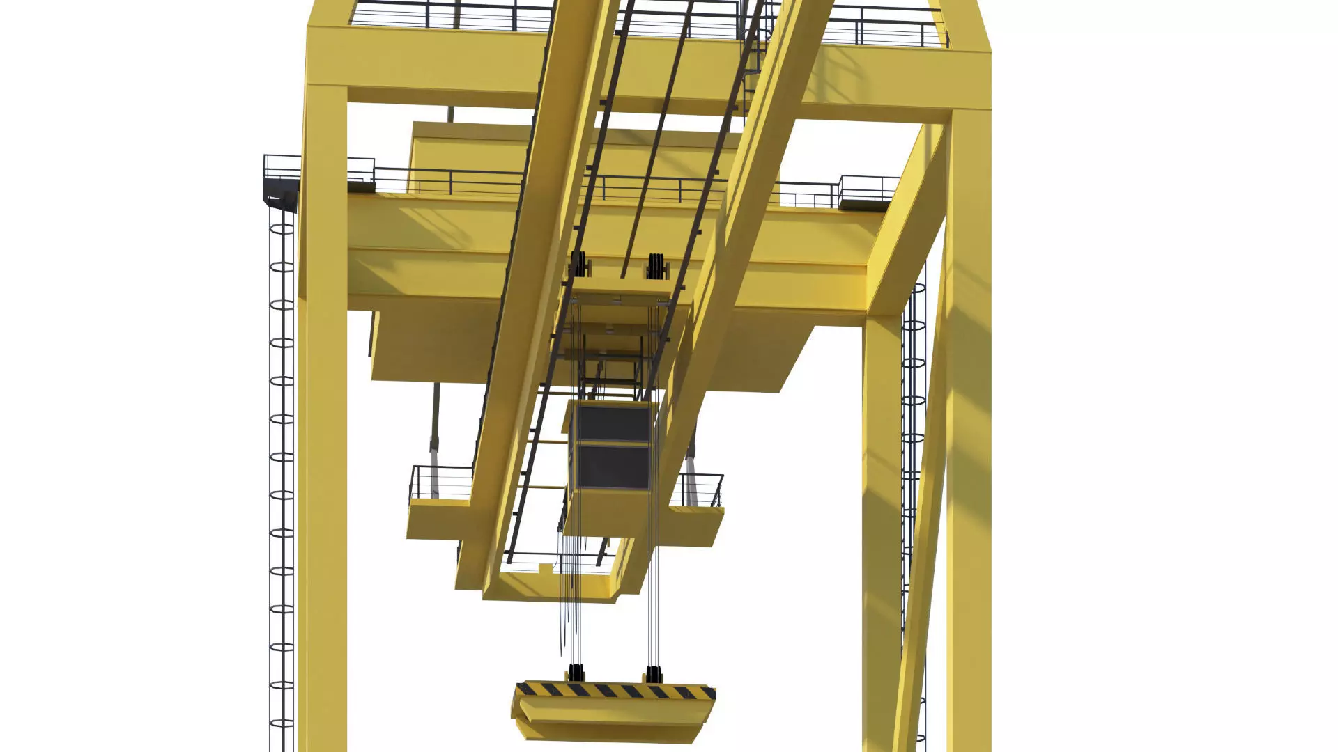 Set of 3 Container RTG Gantry seaport cranes 3D model_24