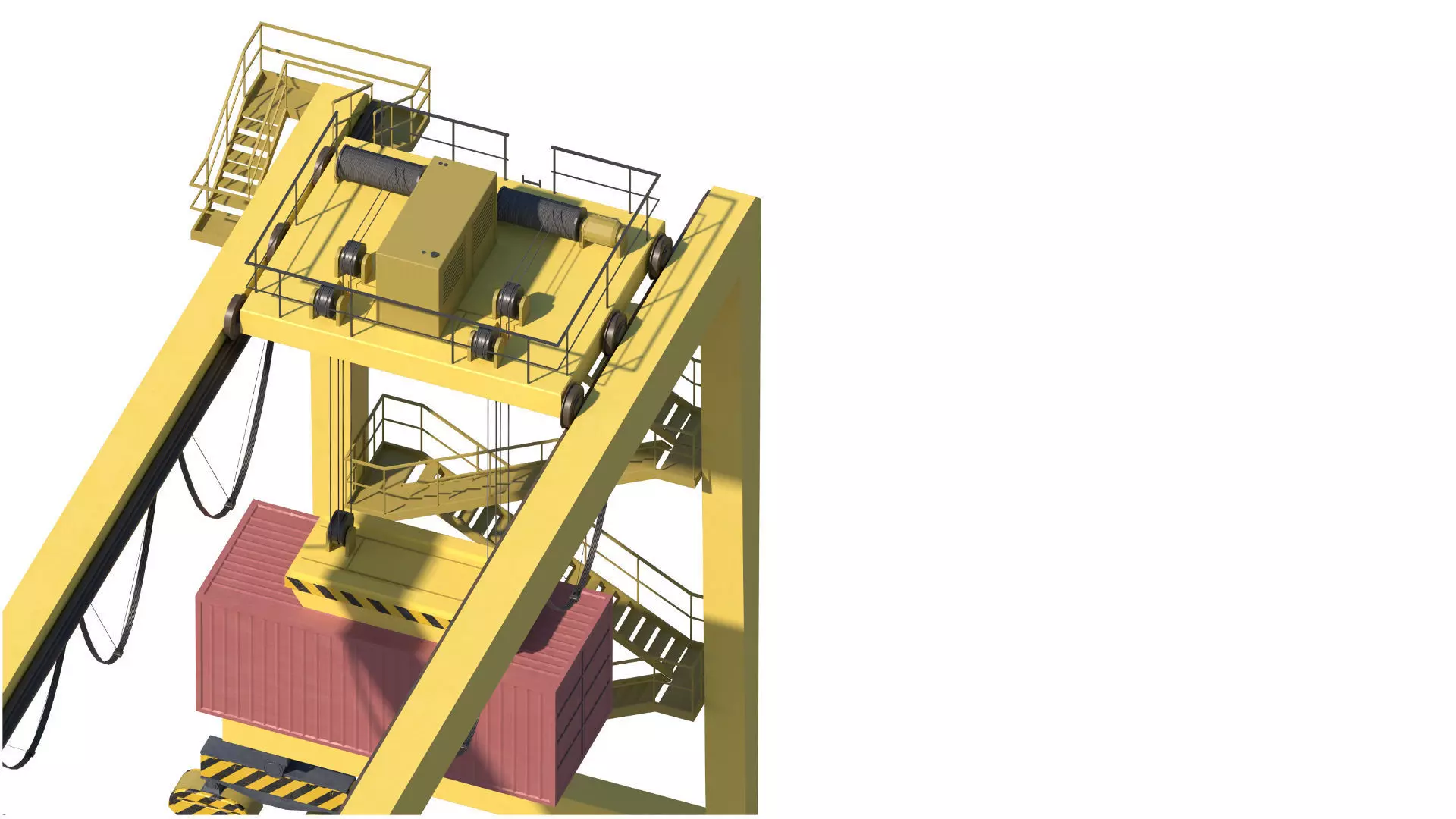 Set of 3 Container RTG Gantry seaport cranes 3D model_44