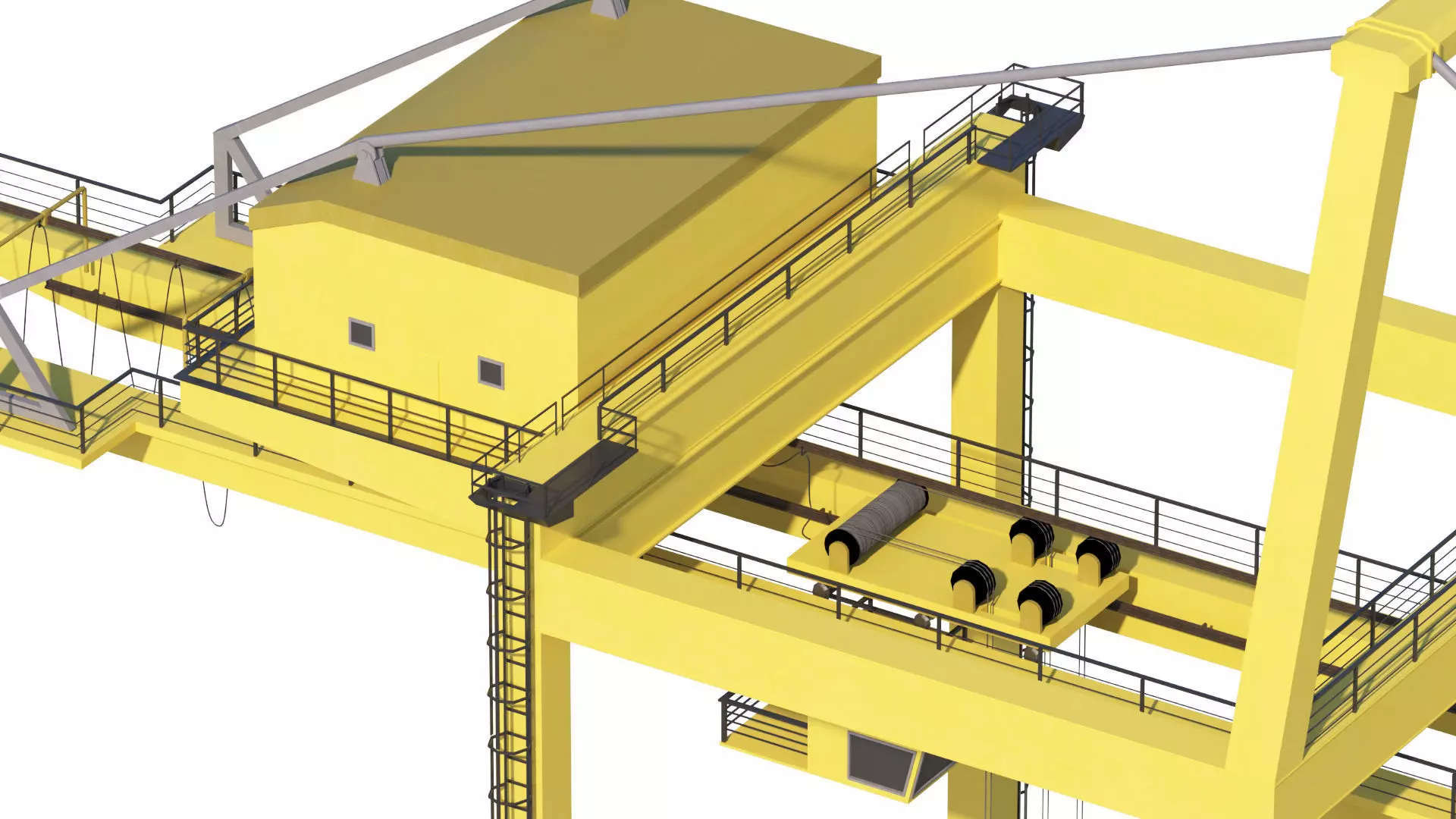 Set of 3 Container RTG Gantry seaport cranes 3D model_32