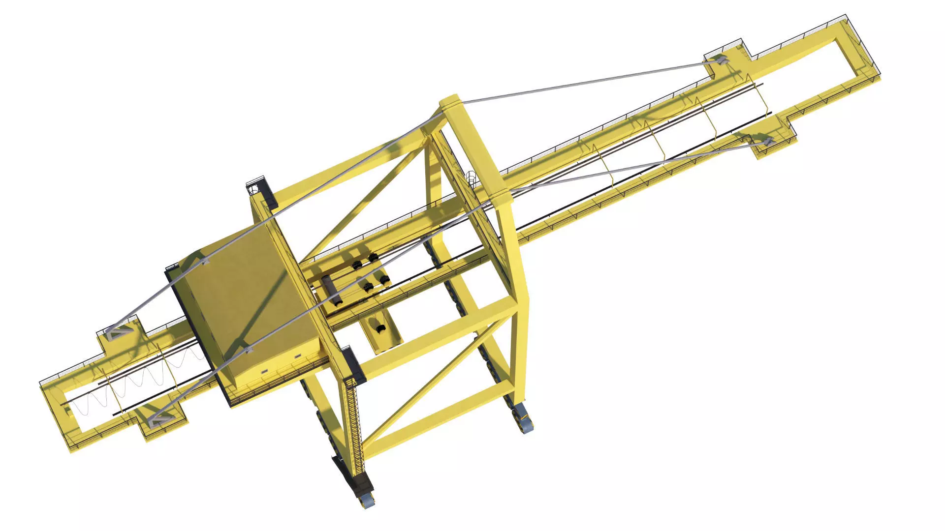 Set of 3 Container RTG Gantry seaport cranes 3D model_23