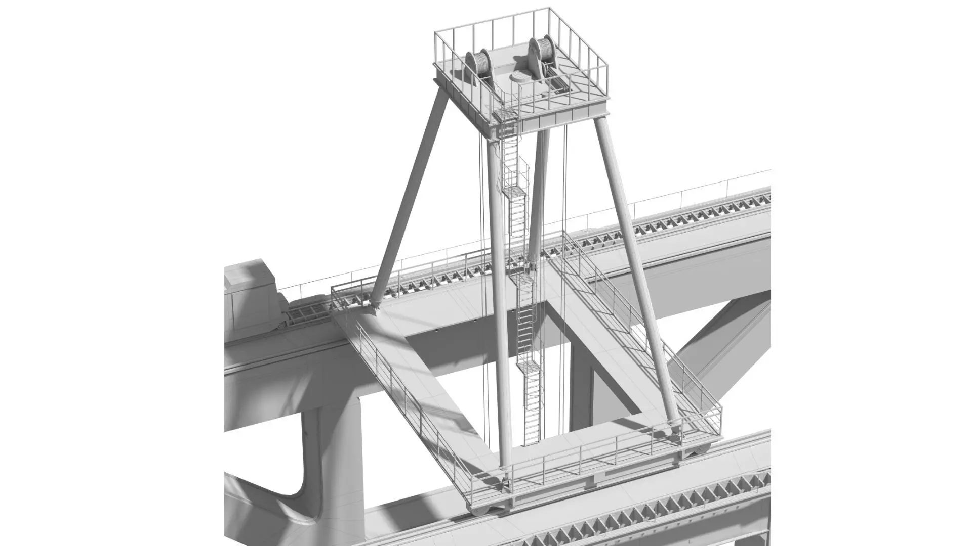Set of 3 Container RTG Gantry seaport cranes 3D model_10
