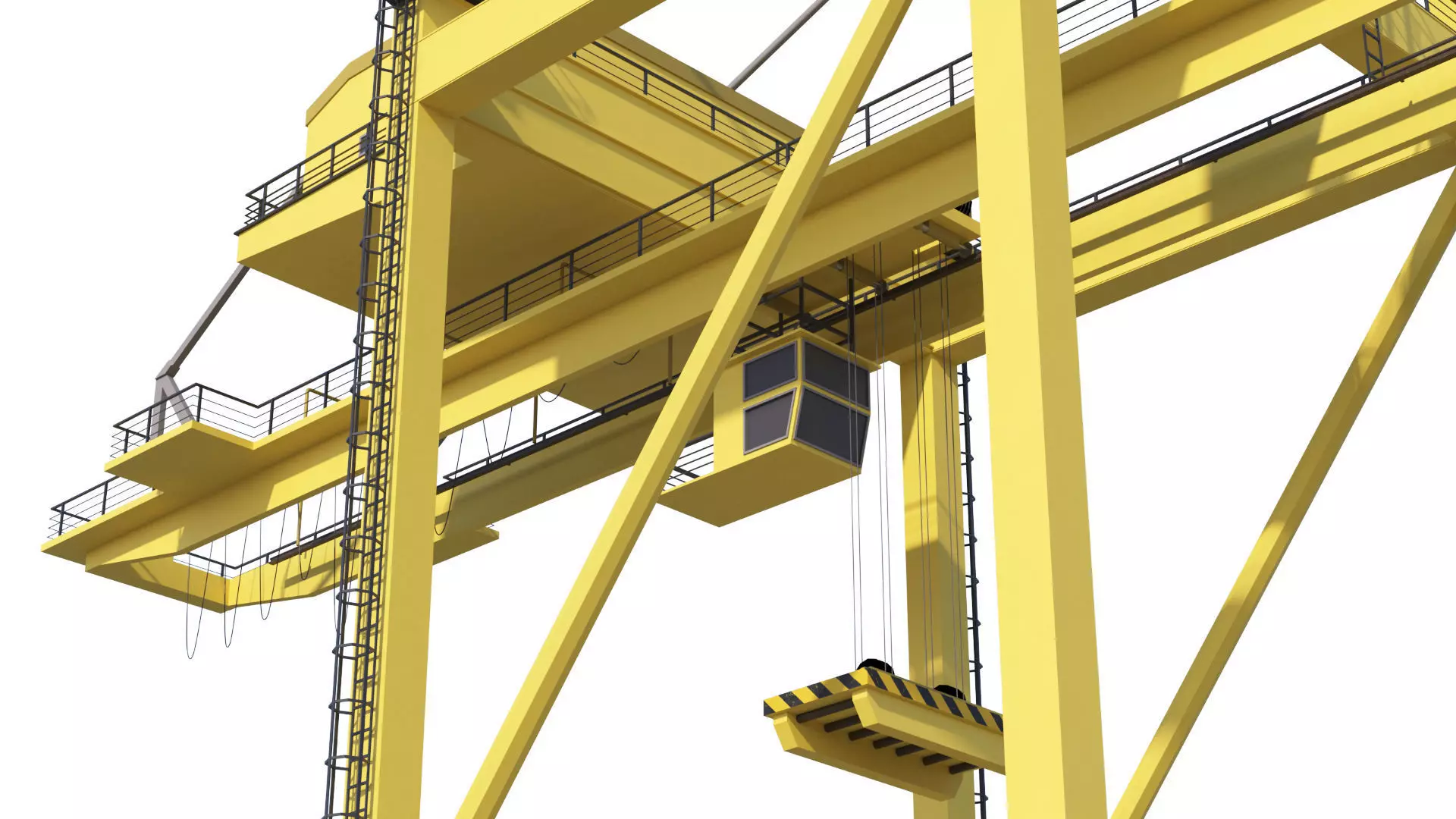 Set of 3 Container RTG Gantry seaport cranes 3D model_20