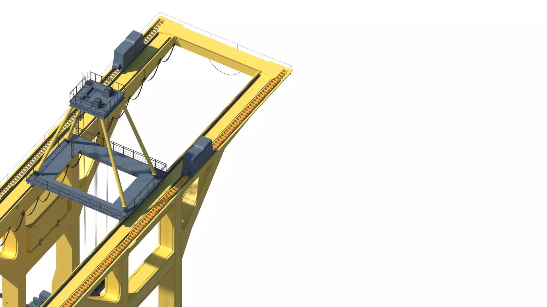 Set of 3 Container RTG Gantry seaport cranes 3D model_7