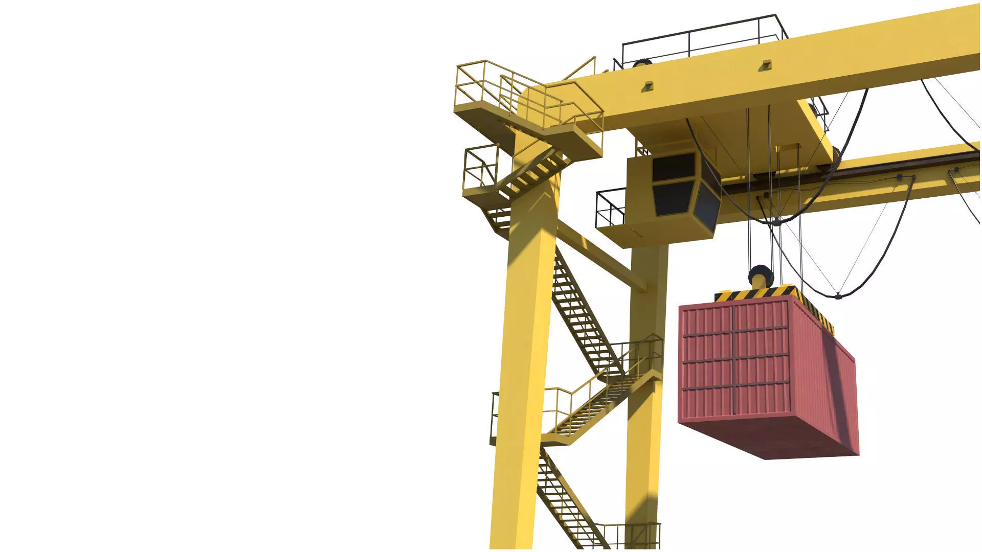 Set of 3 Container RTG Gantry seaport cranes 3D model_41