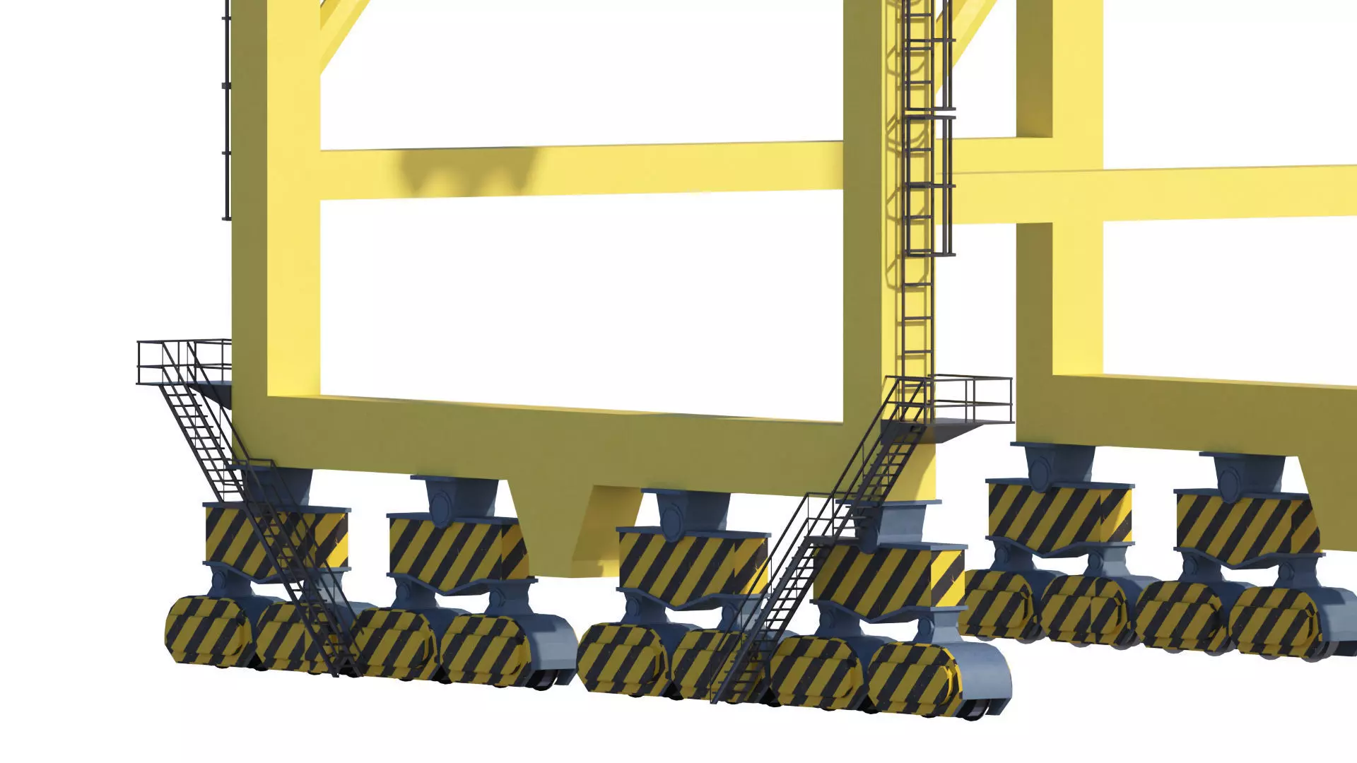 Set of 3 Container RTG Gantry seaport cranes 3D model_21