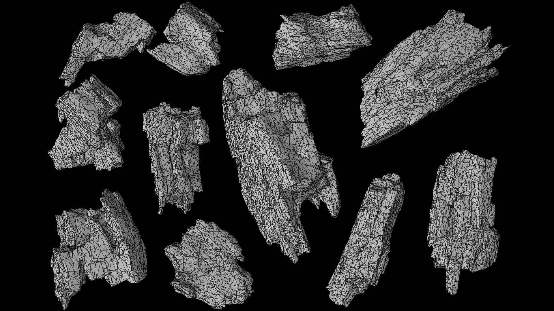 wood debris dry chunks detail PBR photogrammetry Low-poly 3D model_7