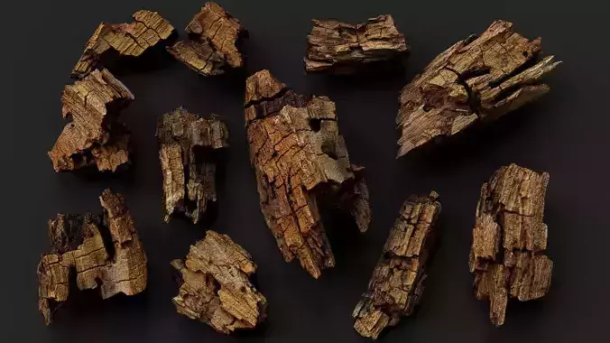 wood debris dry chunks detail PBR photogrammetry