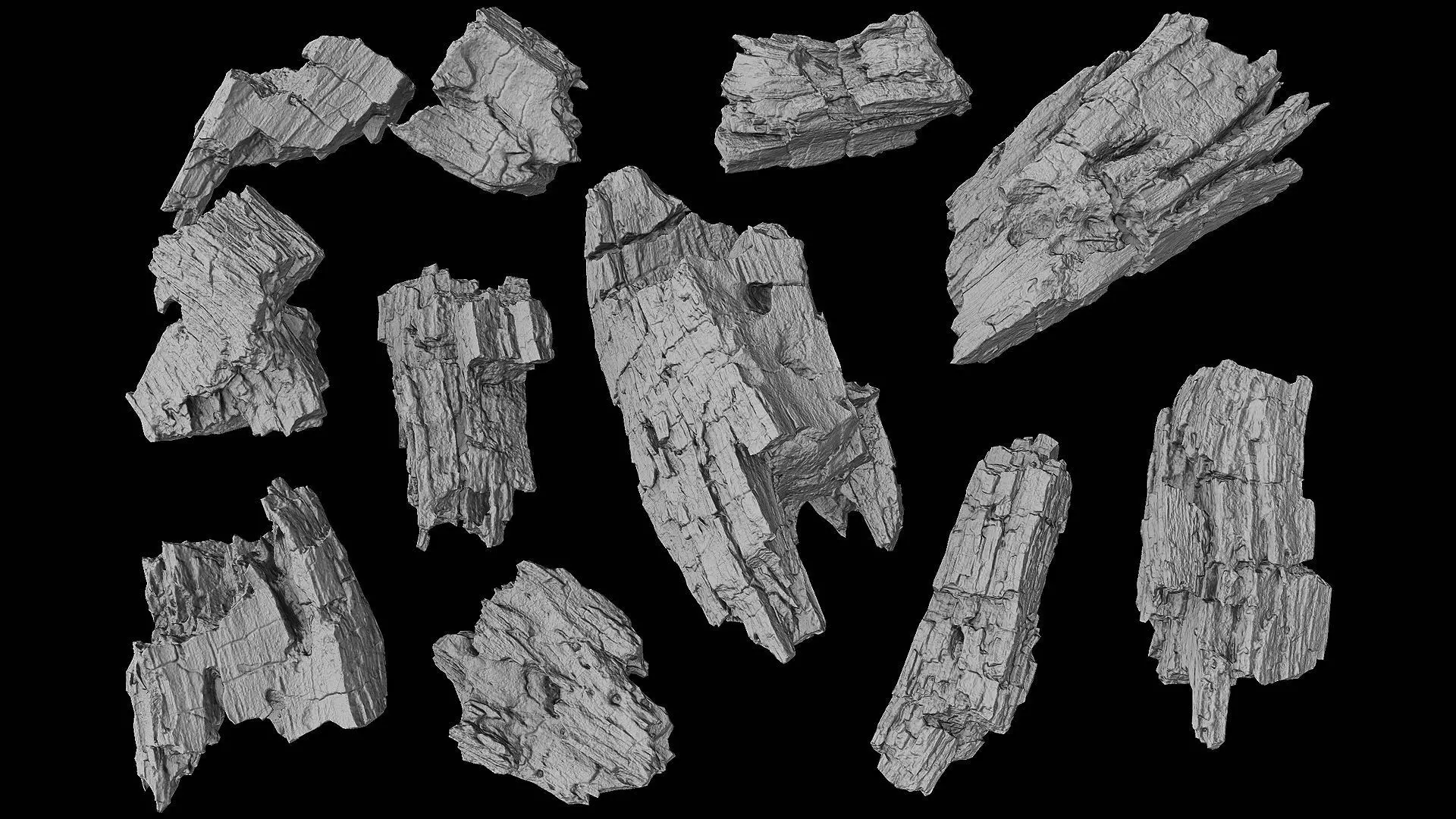 wood debris dry chunks detail PBR photogrammetry Low-poly 3D model_6