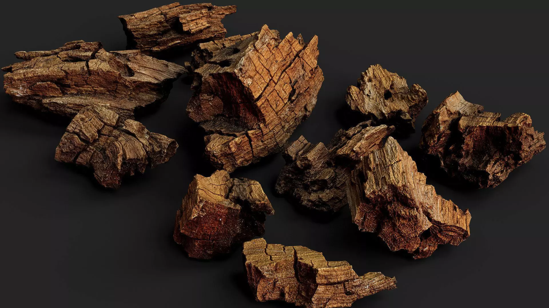 wood debris dry chunks detail PBR photogrammetry Low-poly 3D model_3