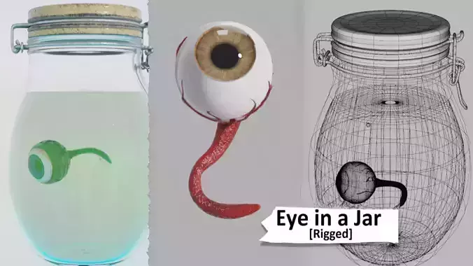 Rigged Eye in a Jar Low-poly 3D model