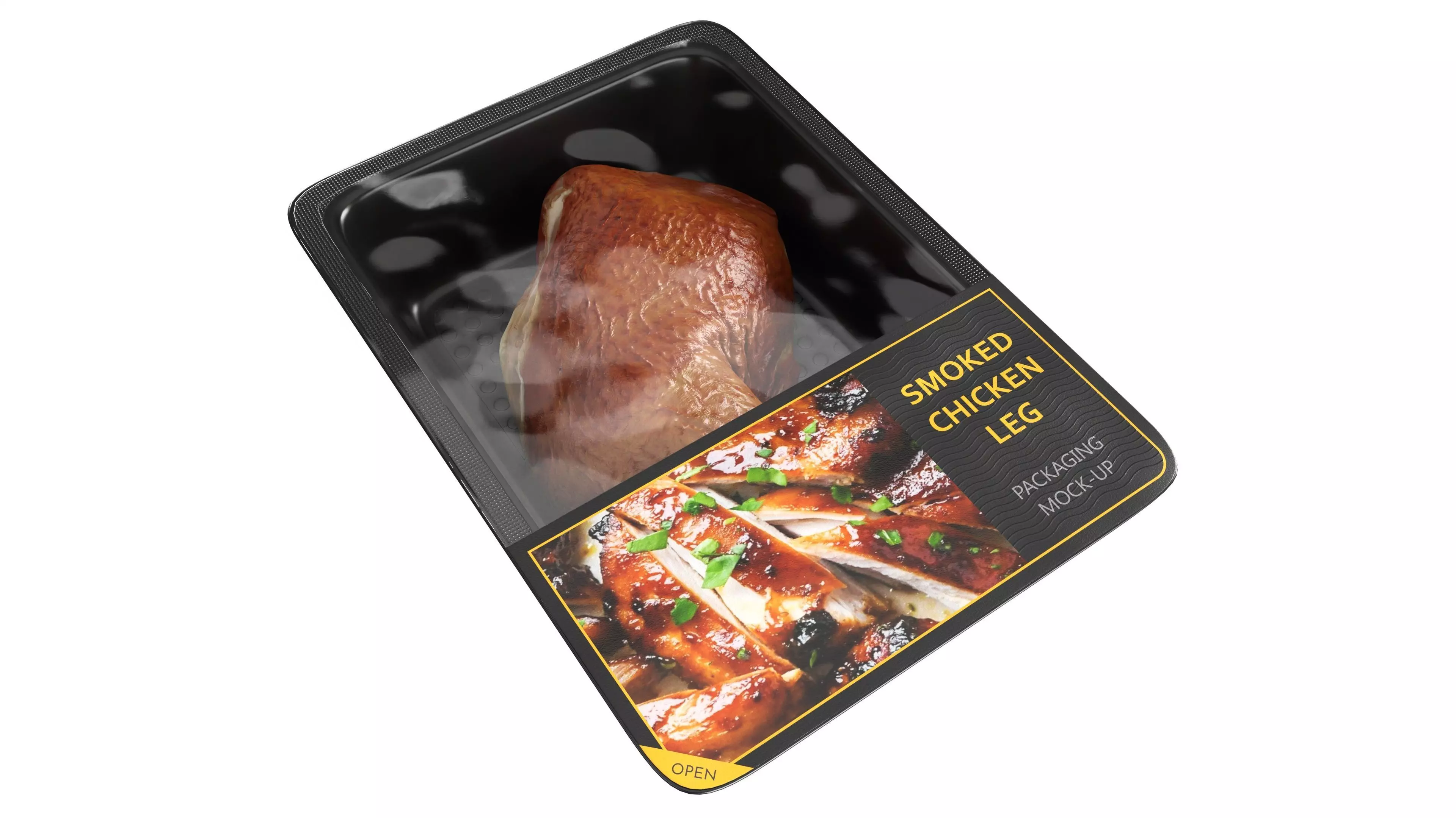 Smoked chicken leg in packaging Low-poly 3D model