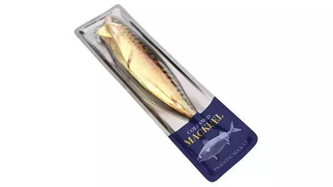 Smoked mackerel in packaging Low-poly 3D model
