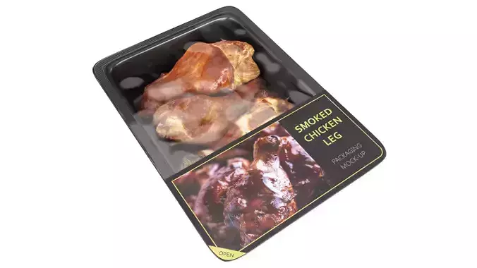 Smoked small chicken leg in packaging 01 Low-poly 3D model