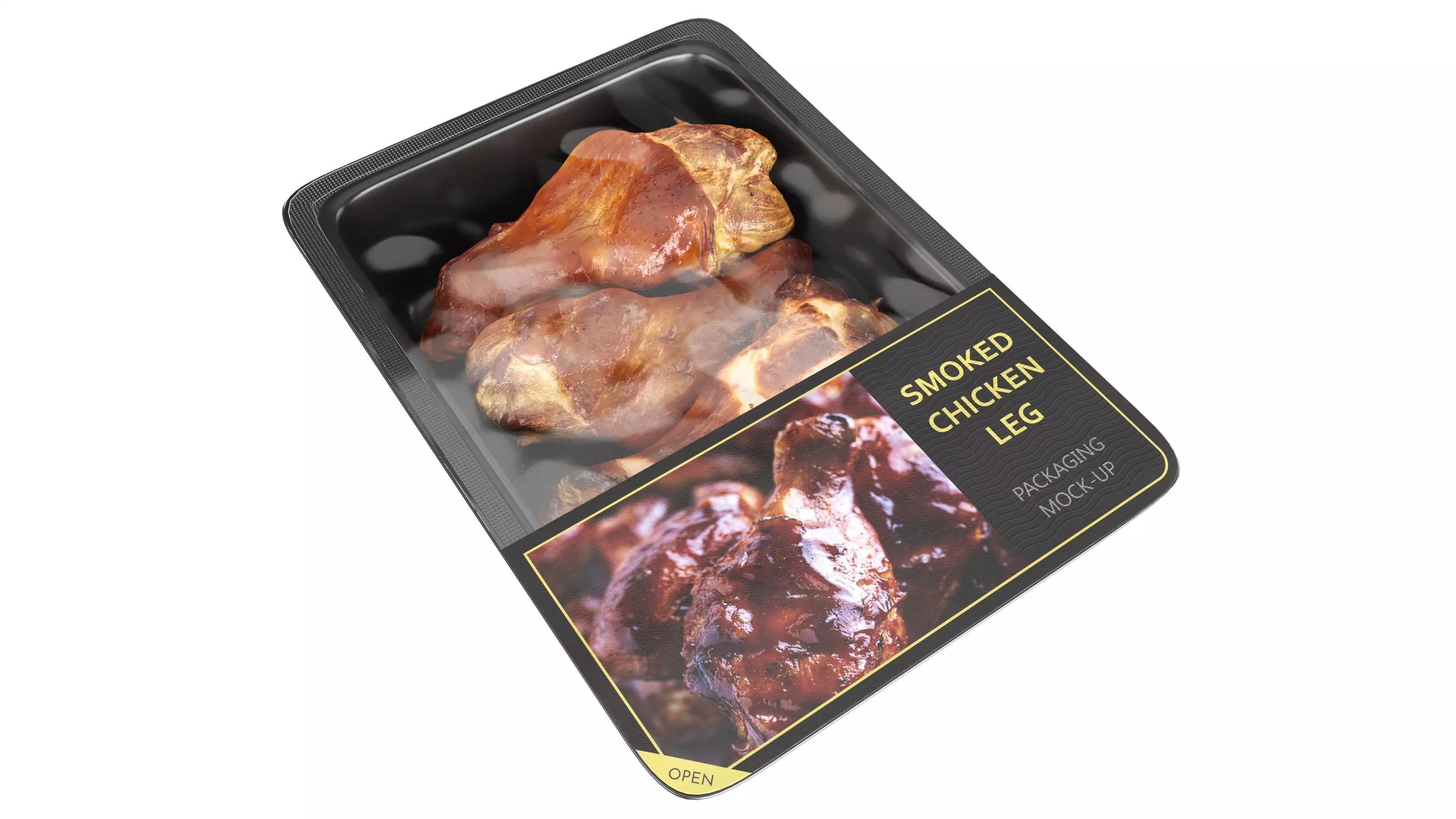 Smoked small chicken leg in packaging 01 Low-poly 3D model