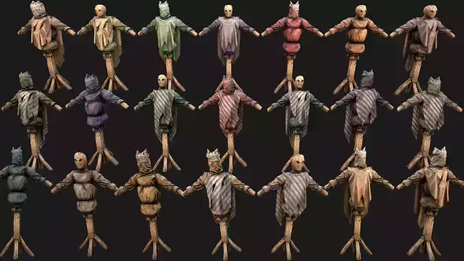 Medieval Wooden Fighting Dummy Mannequin Castle  Environment Low-poly 3D model