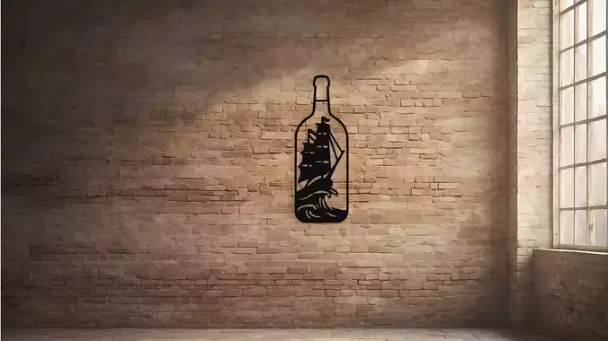 Ship in a Bottle Wall Art Decor 