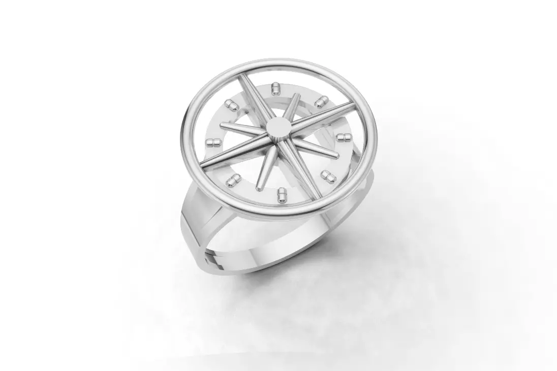 Compass Ring Jewelry Model 3D model_0