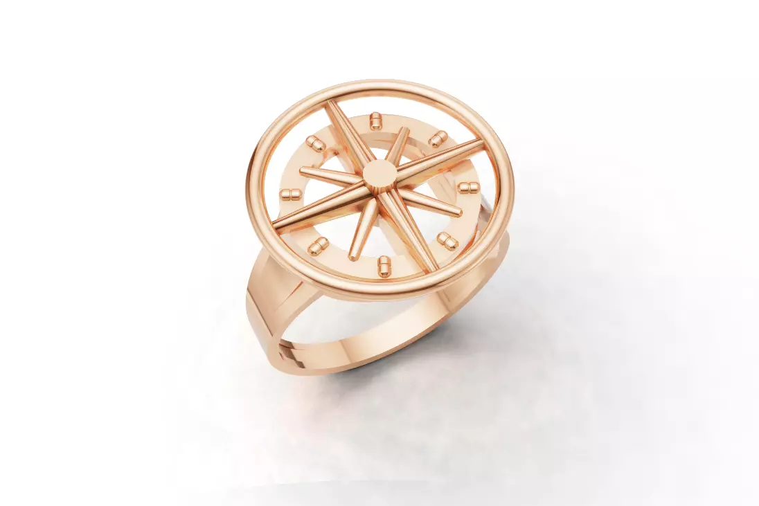Compass Ring Jewelry Model 3D model_3