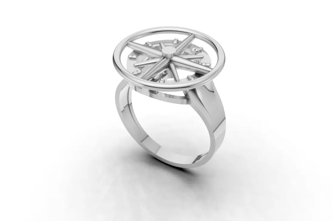 Compass Ring Jewelry Model 3D model_2