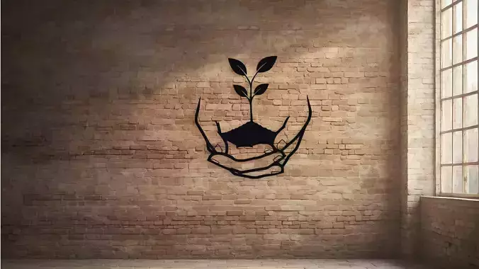 Hands Nurturing Sprout Wall Art Decor