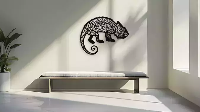 Chameleon Wall Art Mandala Stencil 3D Print Vector File