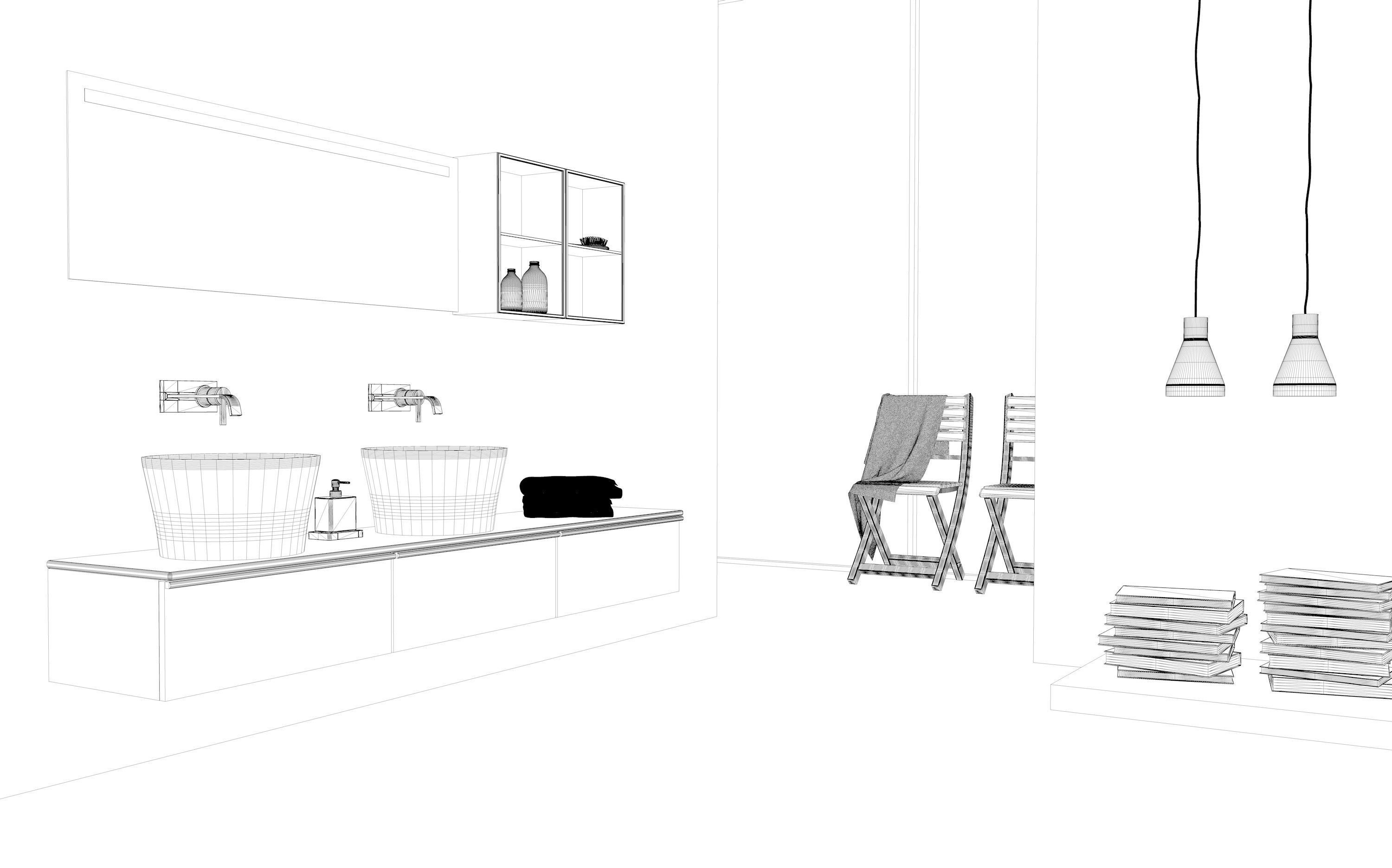 modern bathroom with parquet floor 3D model_5