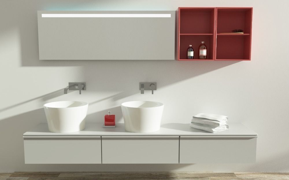 modern bathroom with parquet floor 3D model_1