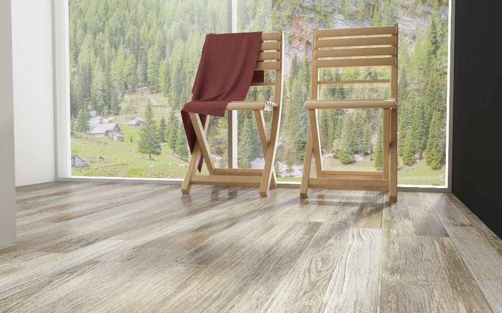 modern bathroom with parquet floor 3D model_2