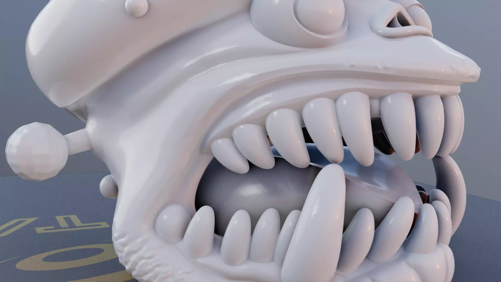 Chomp Claus 3D Printable Monster Head with Christmas Hat 3D print model_5