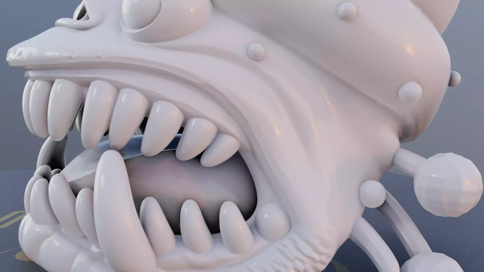 Chomp Claus 3D Printable Monster Head with Christmas Hat 3D print model_4